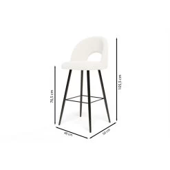 Lot De 2 Tabourets De Bar KYLE Tissu Bouclette Blanc Piètement Métal Noir -Meuble Déco Soldes lot de 2 tabourets kyle en teddy blanc 6
