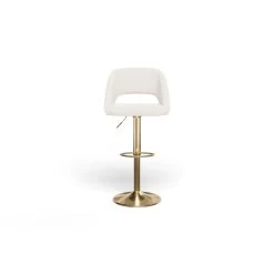Lot De 2 Tabourets De Bar LENNY En Tissu Bouclette Blanc Piètement En Métal Doré 9 Lot De 2 Tabourets De Bar LENNY En Tissu Bouclette Blanc Piètement En Métal Doré -Meuble Déco Soldes lot de 2 tabourets lenny en teddy blanc sur pieds dore 2