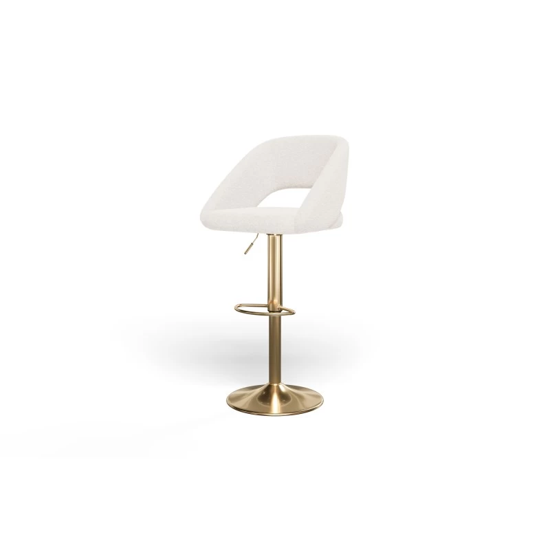 Lot De 2 Tabourets De Bar LENNY En Tissu Bouclette Blanc Piètement En Métal Doré 4 Lot De 2 Tabourets De Bar LENNY En Tissu Bouclette Blanc Piètement En Métal Doré – Image 4