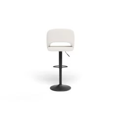 Lot De 2 Tabourets De Bar LENNY En Tissu Bouclette Blanc Piètement En Métal Noir -Meuble Déco Soldes lot de 2 tabourets lenny en teddy blanc sur pieds noir 4