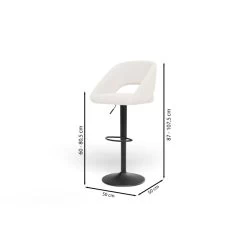 Lot De 2 Tabourets De Bar LENNY En Tissu Bouclette Blanc Piètement En Métal Noir -Meuble Déco Soldes lot de 2 tabourets lenny en teddy blanc sur pieds noir 6