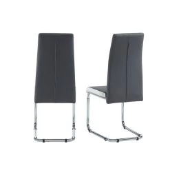 Lot De 4 Chaises MARA Simili Gris Et Blanc Pieds Métal Chromé 8 Lot De 4 Chaises MARA Simili Gris Et Blanc Pieds Métal Chromé -Meuble Déco Soldes lot de 4 chaises mara 2