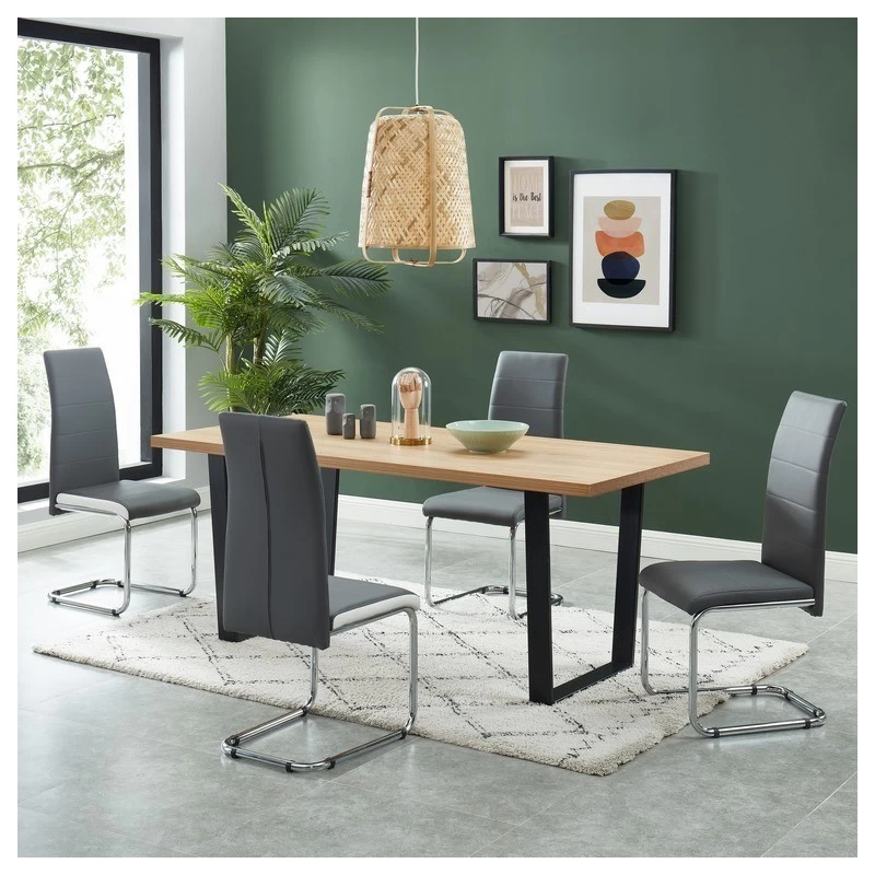 Lot De 4 Chaises MARA Simili Gris Et Blanc Pieds Métal Chromé 1 Lot De 4 Chaises MARA Simili Gris Et Blanc Pieds Métal Chromé