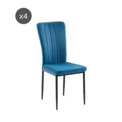 Lot De 4 Chaises POPPY Velours Bleu Nuit Pieds En Métal Noir 6 Lot De 4 Chaises POPPY Velours Bleu Nuit Pieds En Métal Noir -Meuble Déco Soldes lot de 4 chaises poppy velours bleu pieds en metal noir 2