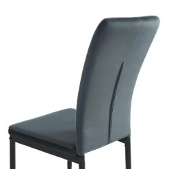 Lot De 4 Chaises POPPY Velours Gris Anthracite Pieds En Métal Noir 11 Lot De 4 Chaises POPPY Velours Gris Anthracite Pieds En Métal Noir -Meuble Déco Soldes lot de 4 chaises poppy velours gris anthracite pieds en metal noir 2