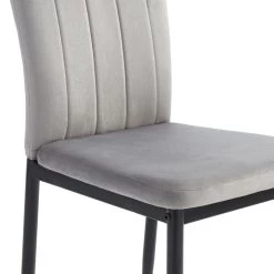 Lot De 4 Chaises POPPY Velours Gris Pieds En Métal Noir 10 Lot De 4 Chaises POPPY Velours Gris Pieds En Métal Noir -Meuble Déco Soldes lot de 4 chaises poppy velours gris pieds en metal noir 2