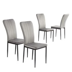 Lot De 4 Chaises POPPY Velours Gris Pieds En Métal Noir 11 Lot De 4 Chaises POPPY Velours Gris Pieds En Métal Noir -Meuble Déco Soldes lot de 4 chaises poppy velours gris pieds en metal noir 3