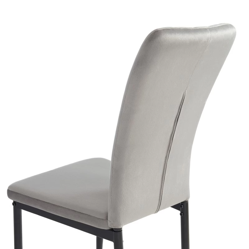 Lot De 4 Chaises POPPY Velours Gris Pieds En Métal Noir 6 Lot De 4 Chaises POPPY Velours Gris Pieds En Métal Noir – Image 6