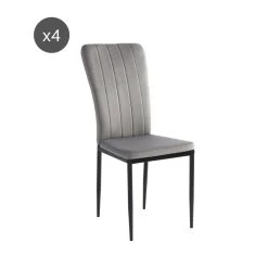 Lot De 4 Chaises POPPY Velours Gris Pieds En Métal Noir 14 Lot De 4 Chaises POPPY Velours Gris Pieds En Métal Noir -Meuble Déco Soldes lot de 4 chaises poppy velours gris pieds en metal noir 6