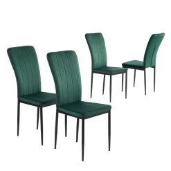 Lot De 4 Chaises POPPY Velours Vert Pieds En Métal Noir -Meuble Déco Soldes lot de 4 chaises poppy velours vert pieds en metal noir 2