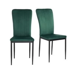 Lot De 4 Chaises POPPY Velours Vert Pieds En Métal Noir -Meuble Déco Soldes lot de 4 chaises poppy velours vert pieds en metal noir 3