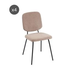 Lot De 4 Chaises SUZIE Velours Côtelé Taupe -Meuble Déco Soldes lot de 4 chaises suzie velours cotele taupe 6