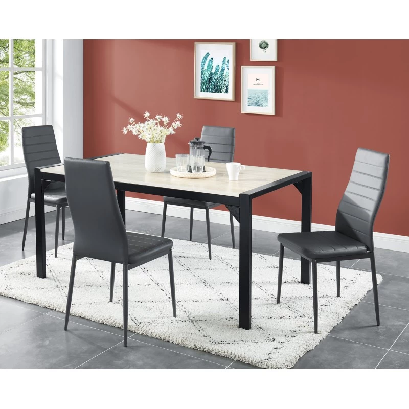 Lot De 6 Chaises SAM Simili Gris Pieds En Métal 2 Lot De 6 Chaises SAM Simili Gris Pieds En Métal – Image 2