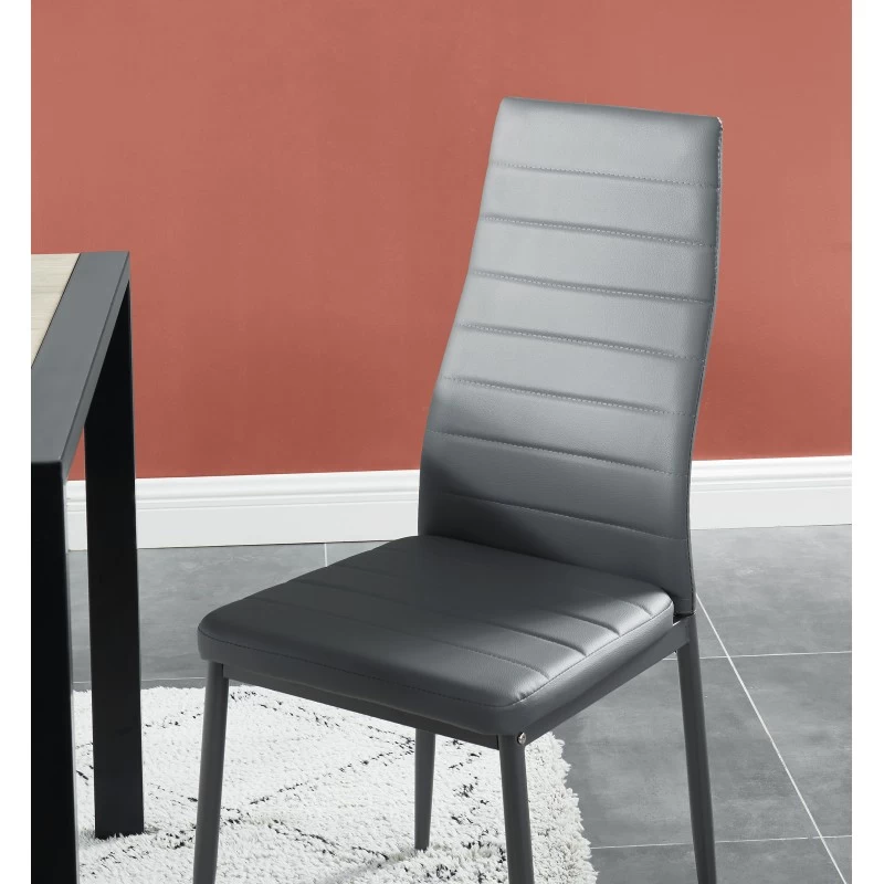 Lot De 6 Chaises SAM Simili Gris Pieds En Métal 3 Lot De 6 Chaises SAM Simili Gris Pieds En Métal – Image 3