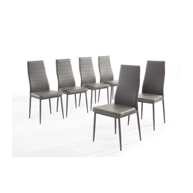 Lot De 6 Chaises SAM Simili Gris Pieds En Métal 1 Lot De 6 Chaises SAM Simili Gris Pieds En Métal