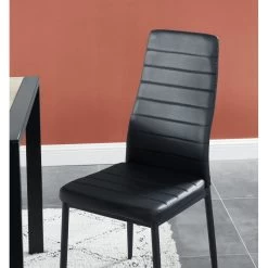 Lot De 6 Chaises SAM Simili Noir Pieds En Métal Noir -Meuble Déco Soldes lot de 6 chaises sam simili noir pieds en metal noir 1
