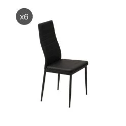 Lot De 6 Chaises SAM Simili Noir Pieds En Métal Noir -Meuble Déco Soldes lot de 6 chaises sam simili noir pieds en metal noir 3