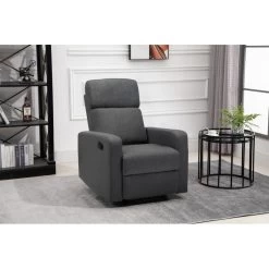 Fauteuil Relax Large LOVA En Tissu Gris Foncé Avec Fonction Manuel