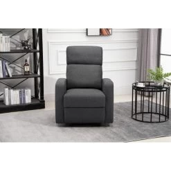Fauteuil Relax Large LOVA En Tissu Gris Foncé Avec Fonction Manuel -Meuble Déco Soldes lova relax gris fonce normal 7