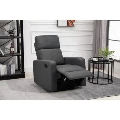 Fauteuil Relax Large LOVA En Tissu Gris Foncé Avec Fonction Manuel -Meuble Déco Soldes lova relax gris fonce normal 8
