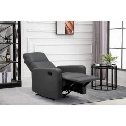 Fauteuil Relax Large LOVA En Tissu Gris Foncé Avec Fonction Manuel -Meuble Déco Soldes lova relax gris fonce normal 9