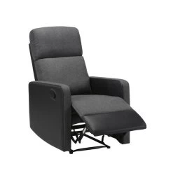 Fauteuil Relax Small LOVA PU Noir Et Tissu Gris Foncé Avec Fonction Manuel -Meuble Déco Soldes lova relax nrgrf small 3