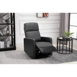 Fauteuil Relax Small LOVA PU Noir Et Tissu Gris Foncé Avec Fonction Manuel -Meuble Déco Soldes lova relax nrgrf small 8