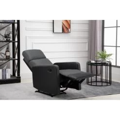 Fauteuil Relax Small LOVA PU Noir Et Tissu Gris Foncé Avec Fonction Manuel -Meuble Déco Soldes lova relax nrgrf small 9