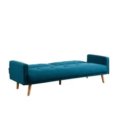 Canapé 3 Places LUXI Tissu Bleu Paon Convertible Style Scandinave -Meuble Déco Soldes luxi canape 3 places bleu paon 3