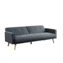 Canapé 3 Places LUXI Tissu Gris Anthracite Convertible Style Scandinave -Meuble Déco Soldes luxi canape 3 places gris 2