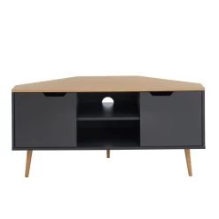 Meuble Tv D'angle LYNA Gris Et Effet Chêne 2 Portes 115cm 8 Meuble Tv D'angle LYNA Gris Et Effet Chêne 2 Portes 115cm -Meuble Déco Soldes lynamtv meuble tv gris chene 3