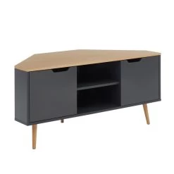 Meuble Tv D'angle LYNA Gris Et Effet Chêne 2 Portes 115cm 9 Meuble Tv D'angle LYNA Gris Et Effet Chêne 2 Portes 115cm -Meuble Déco Soldes lynamtv meuble tv gris chene 4