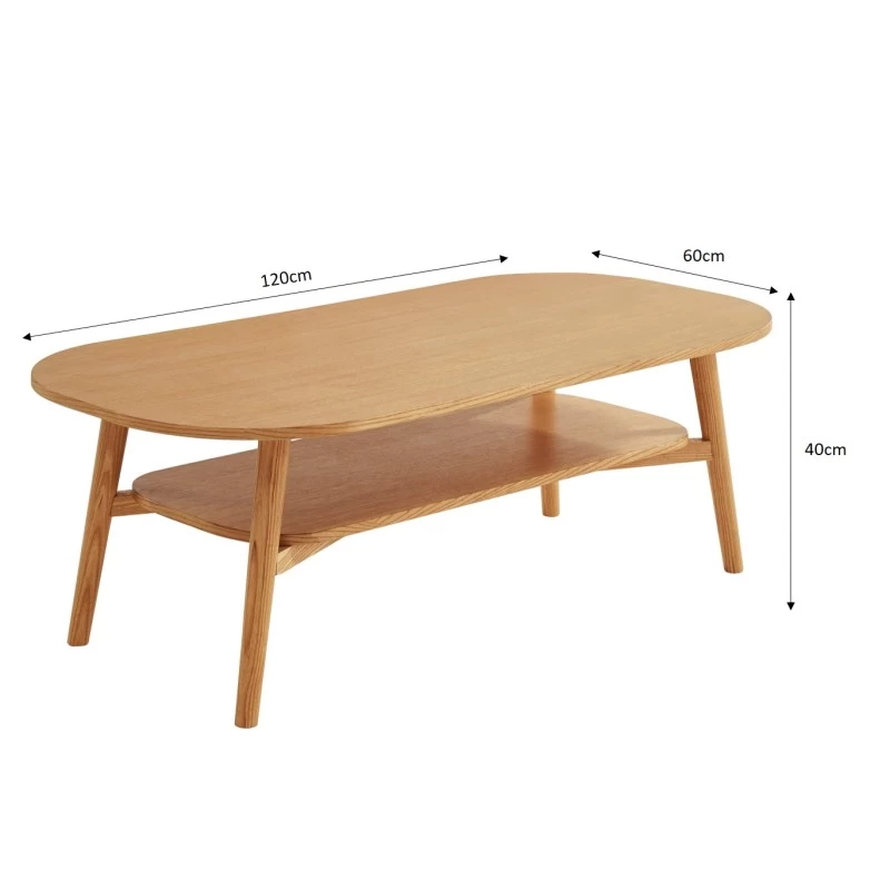 Table Basse MARCEL Placage Chêne Double Plateau 120cm 2 Table Basse MARCEL Placage Chêne Double Plateau 120cm – Image 2