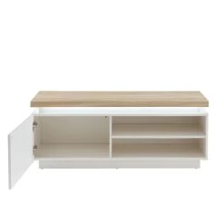 Meuble Tv à Led COSMOS Laqué Blanc Et Effet Chêne L120cm -Meuble Déco Soldes meuble tv a led cosmos laque blanc et effet chene l120cm 7