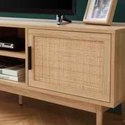 Meuble Tv AMANA Cannage Rotin 2 Portes 130cm -Meuble Déco Soldes meuble tv amana 2