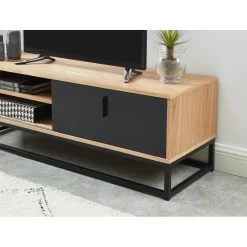 Meuble Tv BRIXTON Placage Frêne 1 Porte 120cm -Meuble Déco Soldes meuble tv brixton 120cm 2