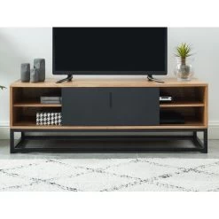 Meuble Tv BRIXTON Placage Frêne 1 Porte 120cm -Meuble Déco Soldes meuble tv brixton 120cm 4