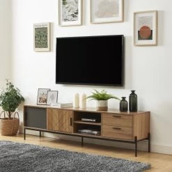 Meuble Tv GEOMA Effet Chêne Foncé Et Gris L180cm 10 Meuble Tv GEOMA Effet Chêne Foncé Et Gris L180cm -Meuble Déco Soldes meuble tv geoma effet chene fonce et gris l180cm 1
