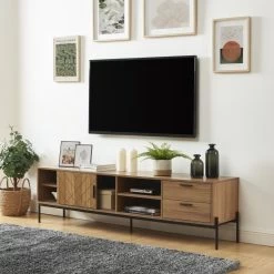 Meuble Tv GEOMA Effet Chêne Foncé Et Gris L180cm 11 Meuble Tv GEOMA Effet Chêne Foncé Et Gris L180cm -Meuble Déco Soldes meuble tv geoma effet chene fonce et gris l180cm 2