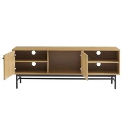 Meuble Tv JAMES Effet Chêne Pieds Métal Noir 150cm 15 Meuble Tv JAMES Effet Chêne Pieds Métal Noir 150cm -Meuble Déco Soldes meuble tv james effet chene pieds metal noir 6