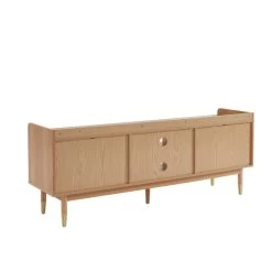 Meuble Tv LEON Chêne Et Cannage Rotin 160cm -Meuble Déco Soldes meuble tv leon bois et cannage naturel 1 porte et 2 tiroirs l160cm 7