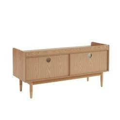 Meuble Tv LEON Chêne Et Cannage Rotin 120cm -Meuble Déco Soldes meuble tv leon bois et cannage naturel 2 tiroirs et 2 niches l120cm 5