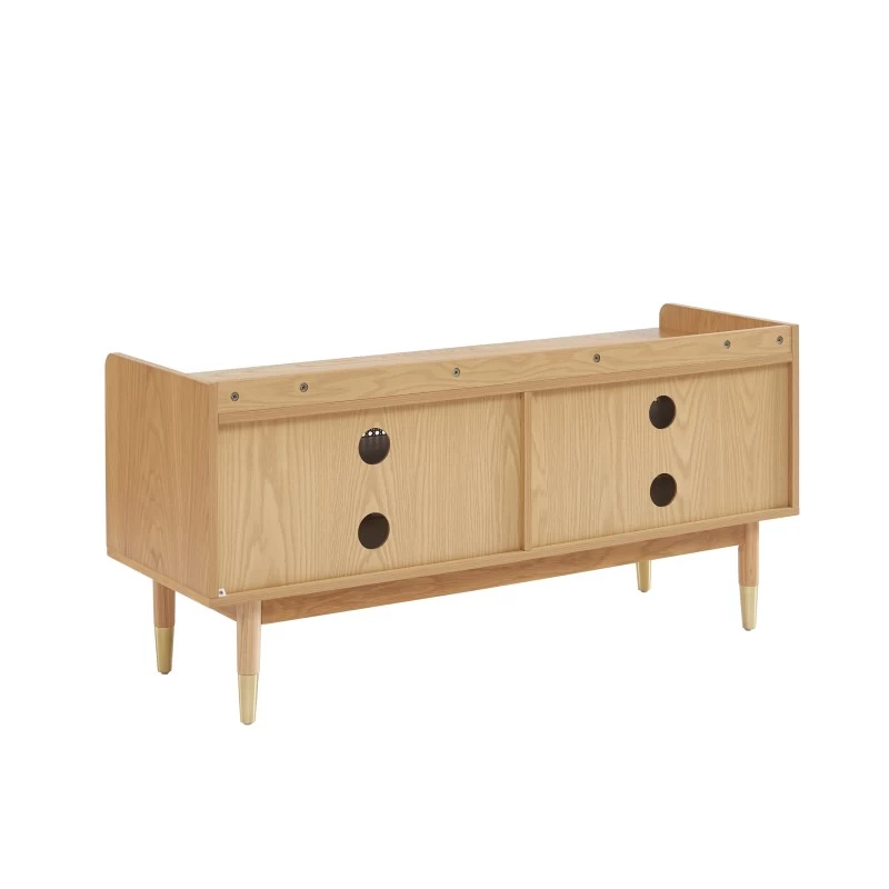 Meuble TV LEON Placage Chêne Et Cannage Rotin 120cm 8 Meuble TV LEON Placage Chêne Et Cannage Rotin 120cm – Image 8