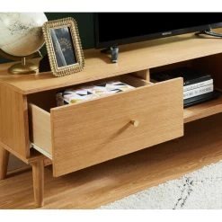 Meuble Tv MARCEL Placage Bois De Chêne 2 Tiroirs - L160cm 7 Meuble Tv MARCEL Placage Bois De Chêne 2 Tiroirs - L160cm -Meuble Déco Soldes meuble tv marcel placage bois de chene 2 tiroirs l160cm 2