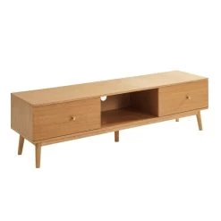 Meuble Tv MARCEL Placage Bois De Chêne 2 Tiroirs - L160cm 8 Meuble Tv MARCEL Placage Bois De Chêne 2 Tiroirs - L160cm -Meuble Déco Soldes meuble tv marcel placage bois de chene 2 tiroirs l160cm 3