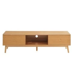 Meuble Tv MARCEL Placage Bois De Chêne 2 Tiroirs - L160cm 9 Meuble Tv MARCEL Placage Bois De Chêne 2 Tiroirs - L160cm -Meuble Déco Soldes meuble tv marcel placage bois de chene 2 tiroirs l160cm 4