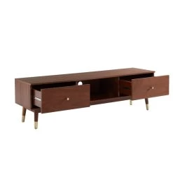 Meuble Tv MARCELLO Placage Noyer 160cm -Meuble Déco Soldes meuble tv marcello bois de noyer 2 portes et 1 niche l160cm 3