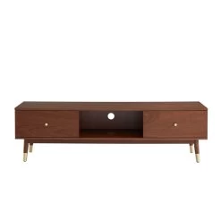 Meuble Tv MARCELLO Placage Noyer 160cm -Meuble Déco Soldes meuble tv marcello bois de noyer 2 portes et 1 niche l160cm 4