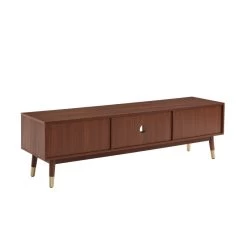 Meuble Tv MARCELLO Placage Noyer 160cm -Meuble Déco Soldes meuble tv marcello bois de noyer 2 portes et 1 niche l160cm 5