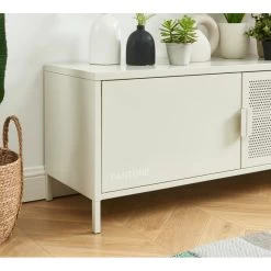 Meuble Tv PANTONE Métal Beige Sable 120cm -Meuble Déco Soldes meuble tv pantone metal beige sable l120cm 1